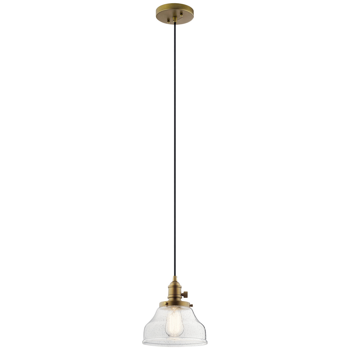Avery One Light Mini Pendant in Natural Brass