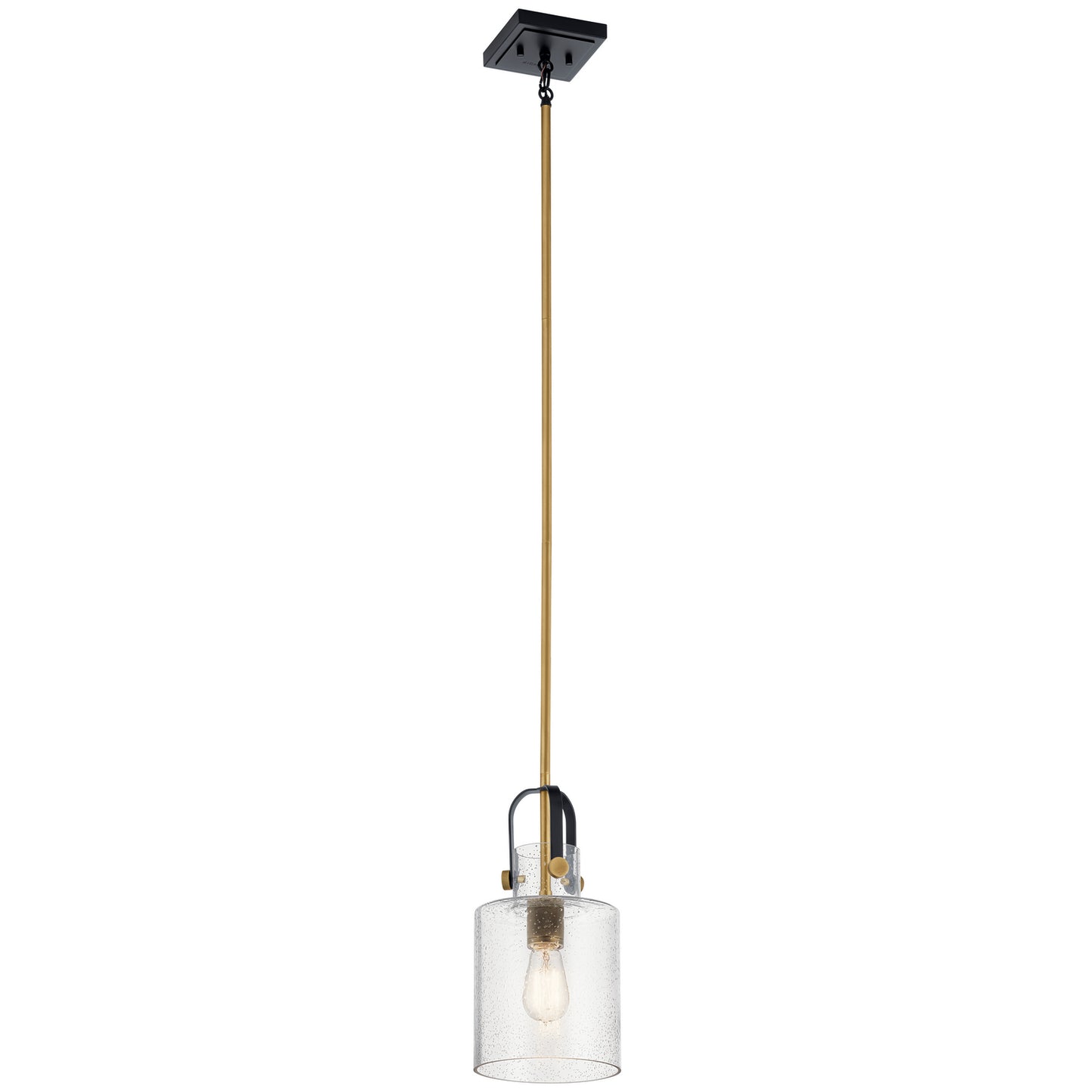 Kitner One Light Pendant in Natural Brass