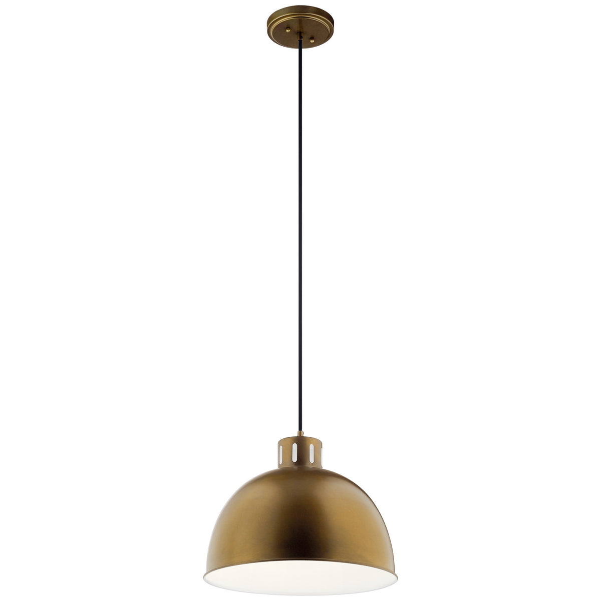 Zailey One Light Pendant in Natural Brass