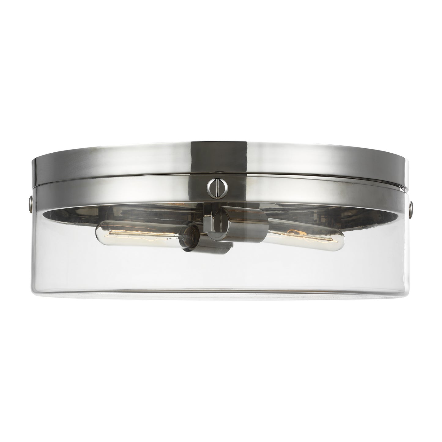Garrett Two Light Flush Mount in Polished Nickel