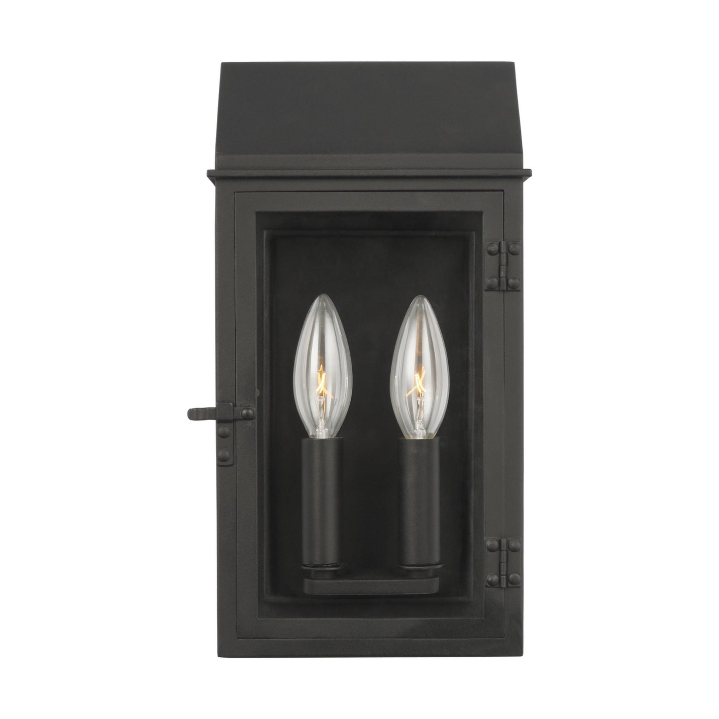 Hingham Two Light Outdoor Wall Lantern in Textured Black