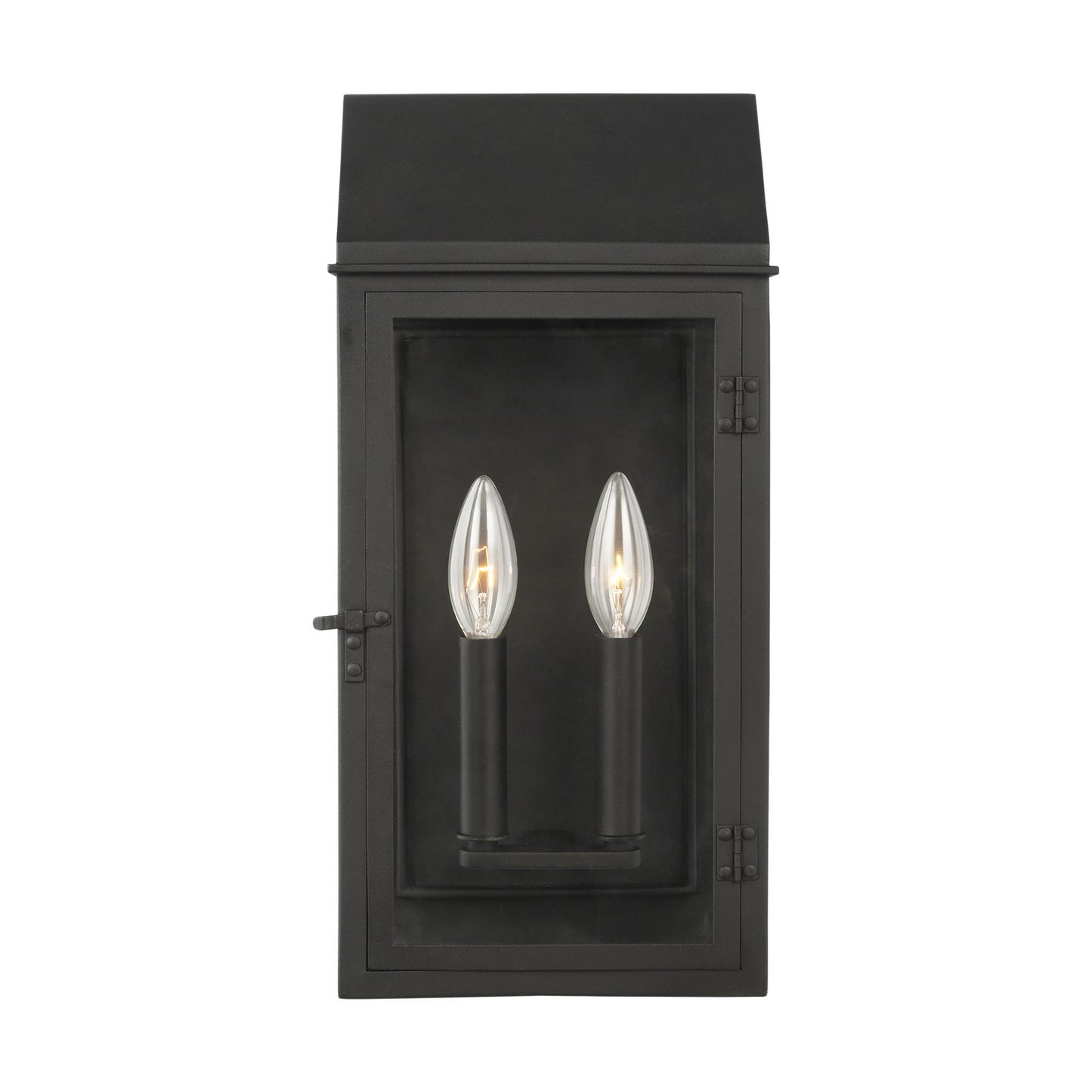 Hingham Two Light Outdoor Wall Lantern in Textured Black