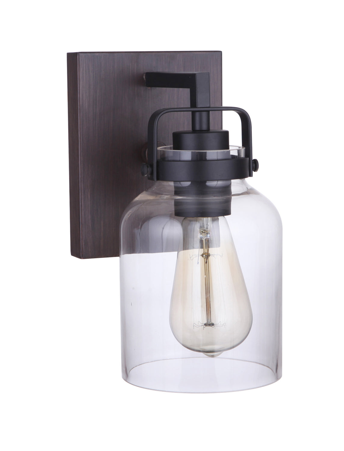 Foxwood One Light Wall Sconce in Flat Black / Dark Teak