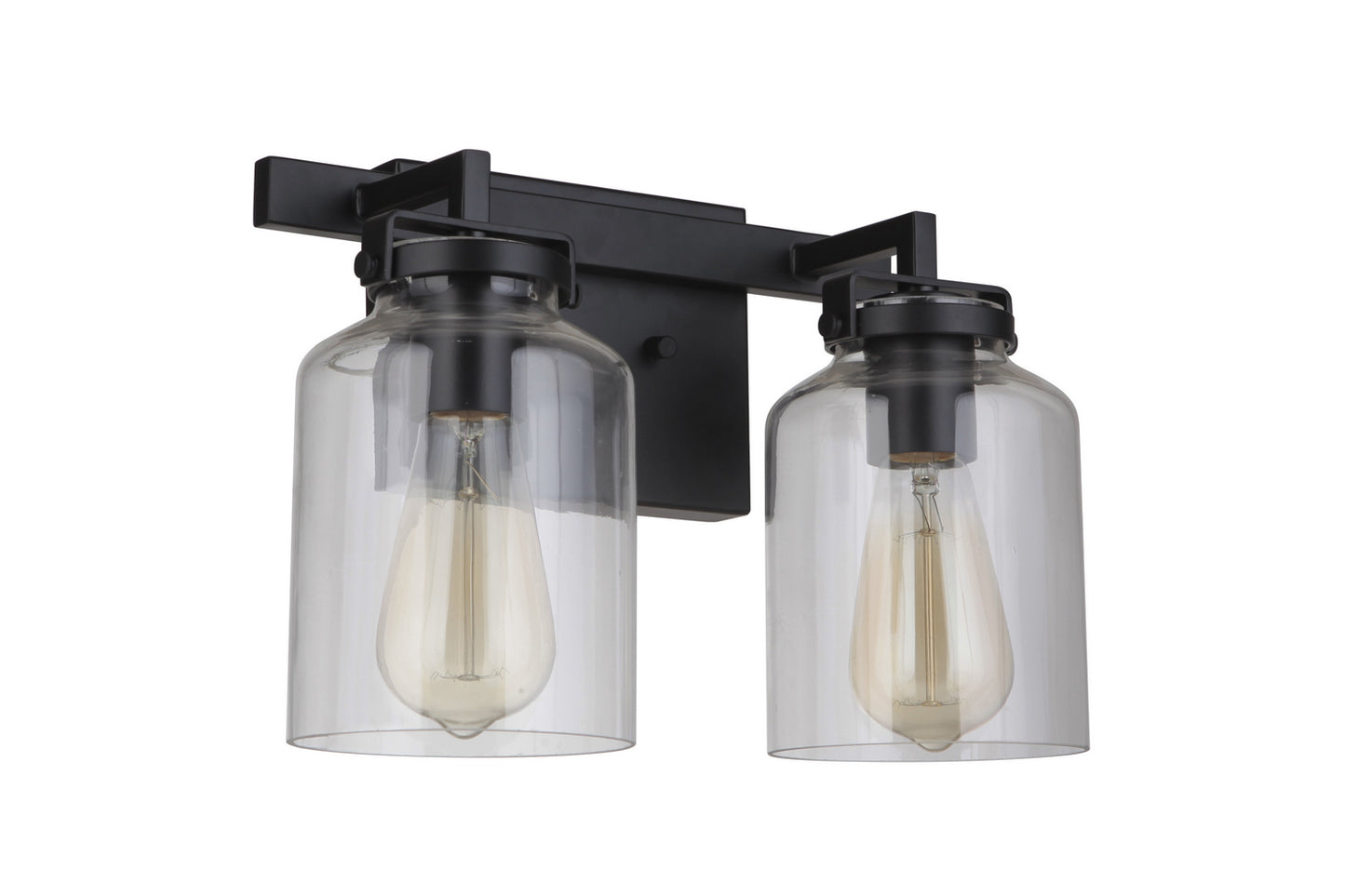 Foxwood Two Light Vanity in Flat Black / Dark Teak