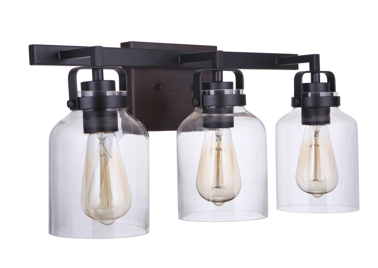 Foxwood Three Light Vanity in Flat Black / Dark Teak