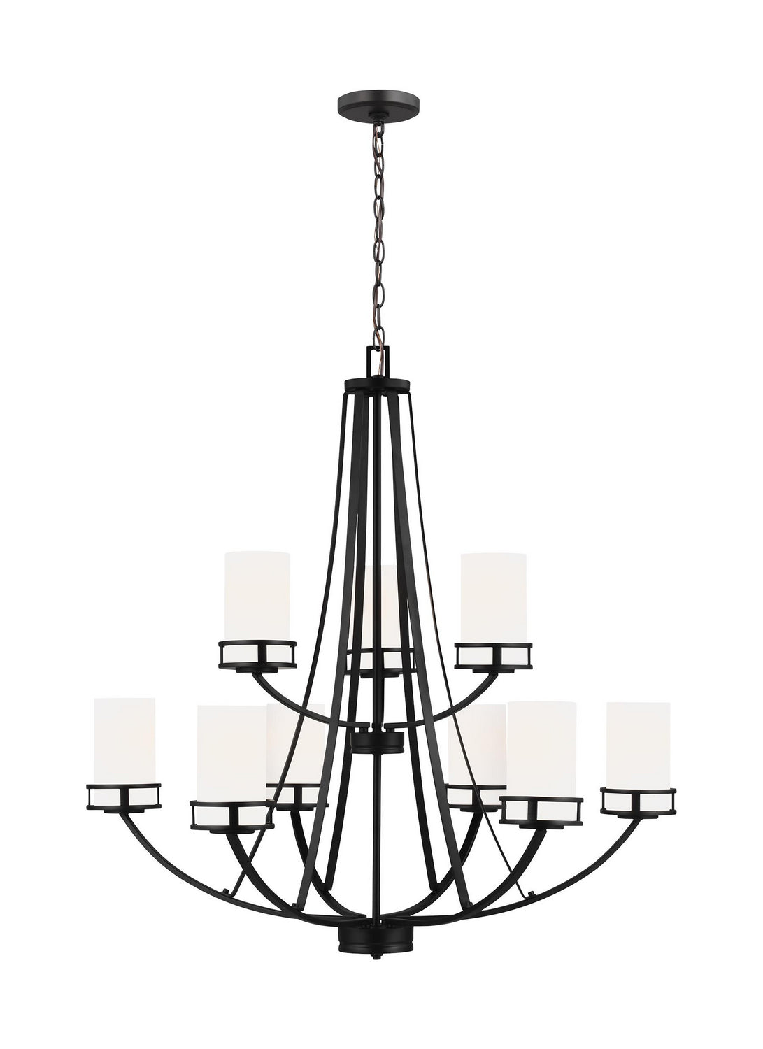 Robie Nine Light Chandelier in Midnight Black