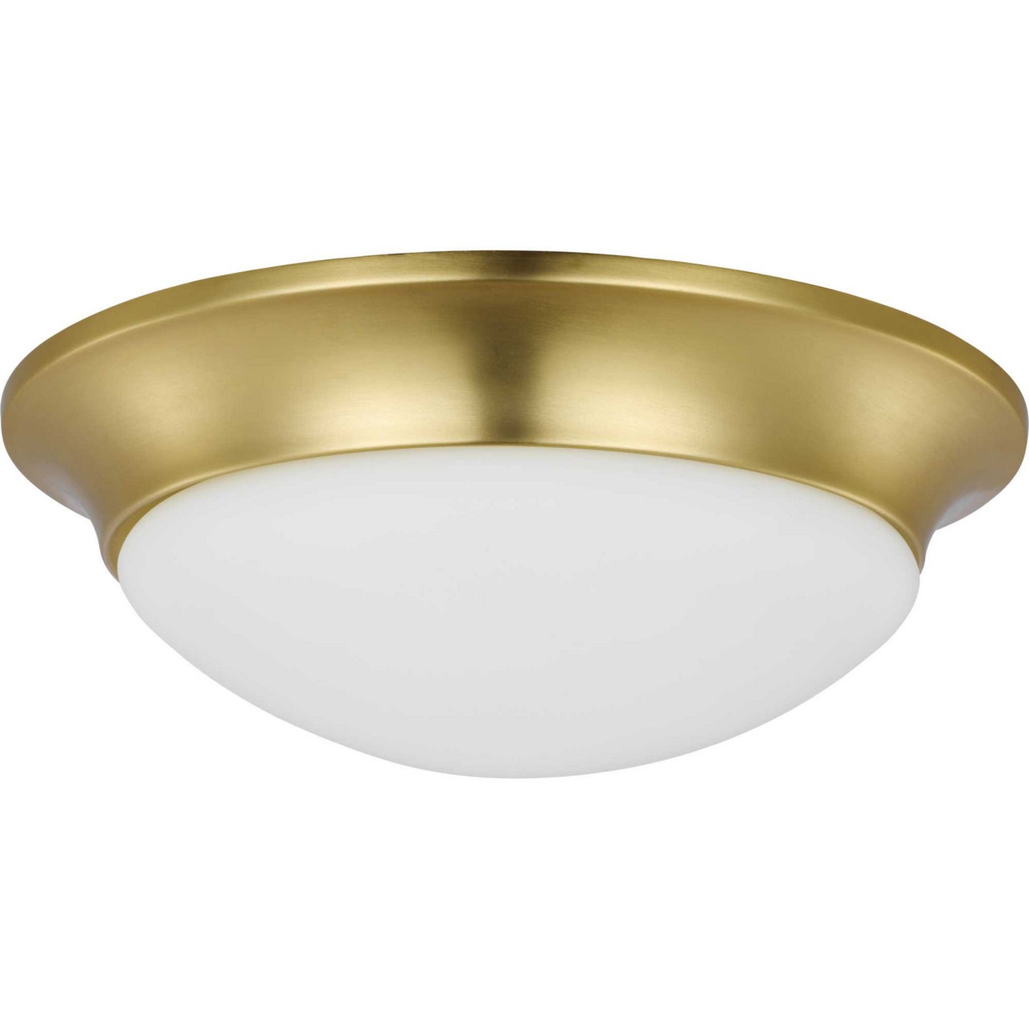 Etched Opal Dome Two Light Flush Mount in Satin Brass