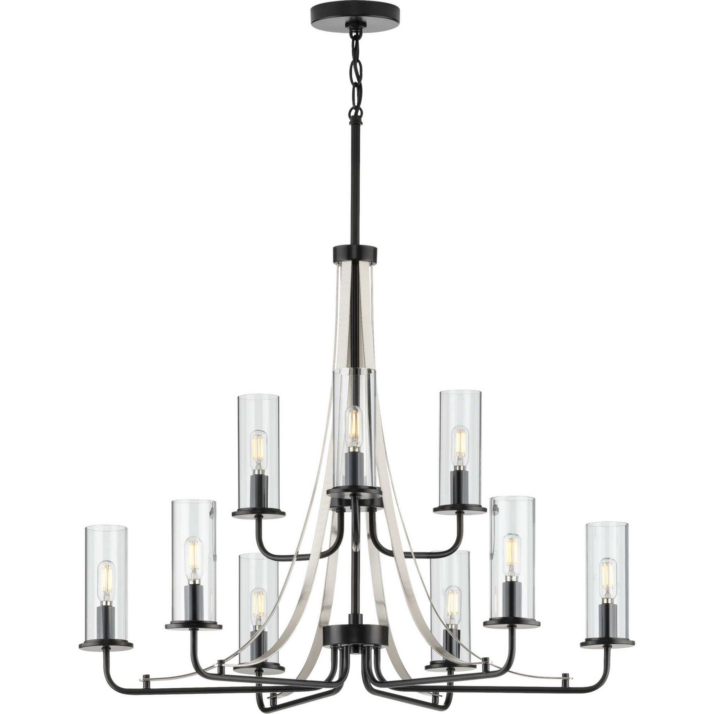 Riley Nine Light Chandelier in Black
