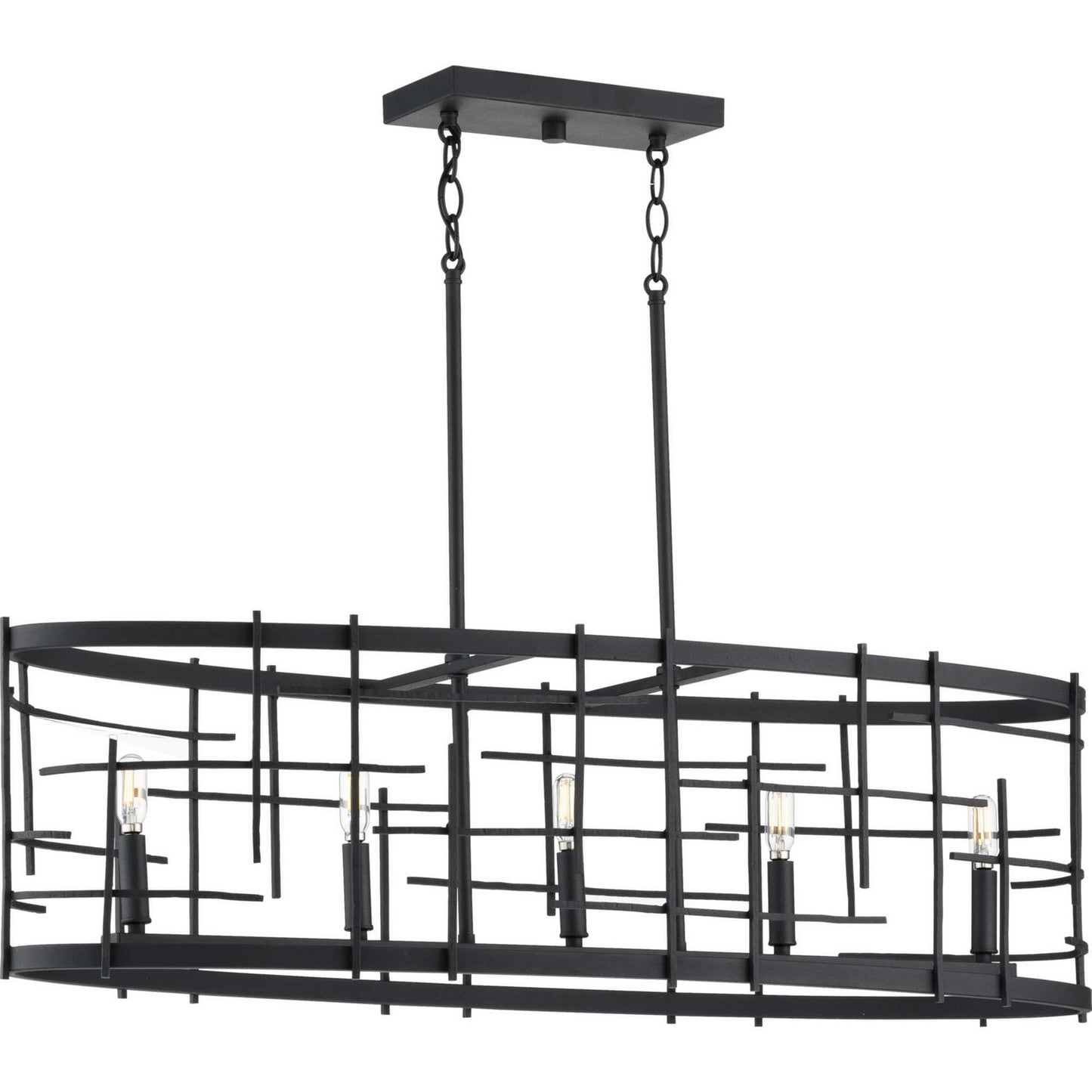 Torres Five Light Island Chandelier in Textured Black