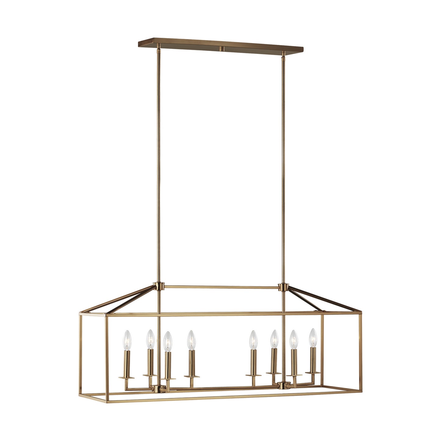 Perryton Eight Light Island Pendant in Satin Brass