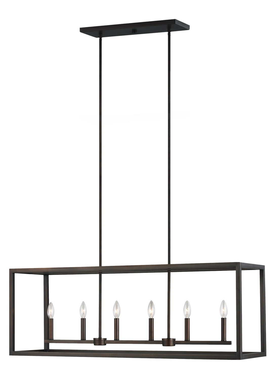 Moffet Street Six Light Island Pendant in Bronze