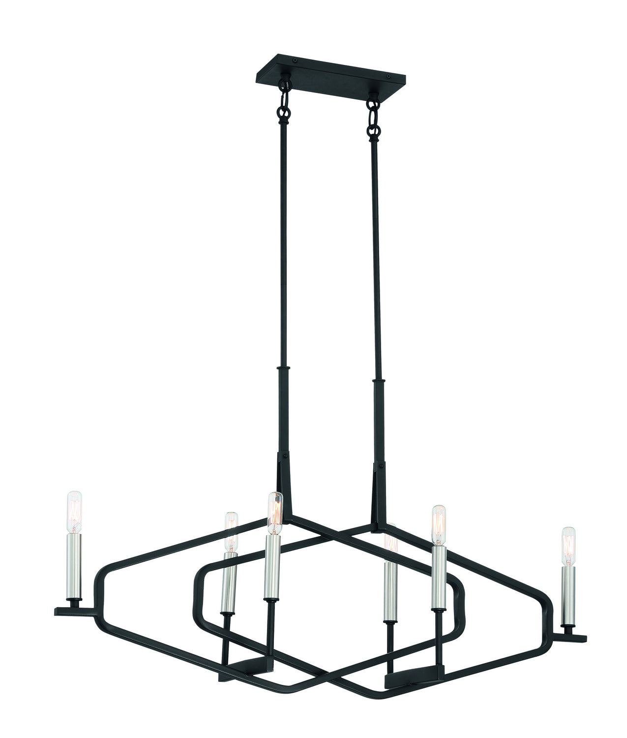 Traveler Six Light Island Pendant in Sand Coal and Brushed Nickel