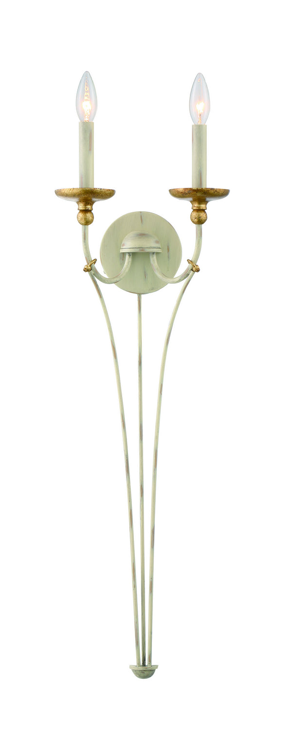 Westchester County Two Light Wall Sconce in Farmhouse White w/Gilded Gold Leaf