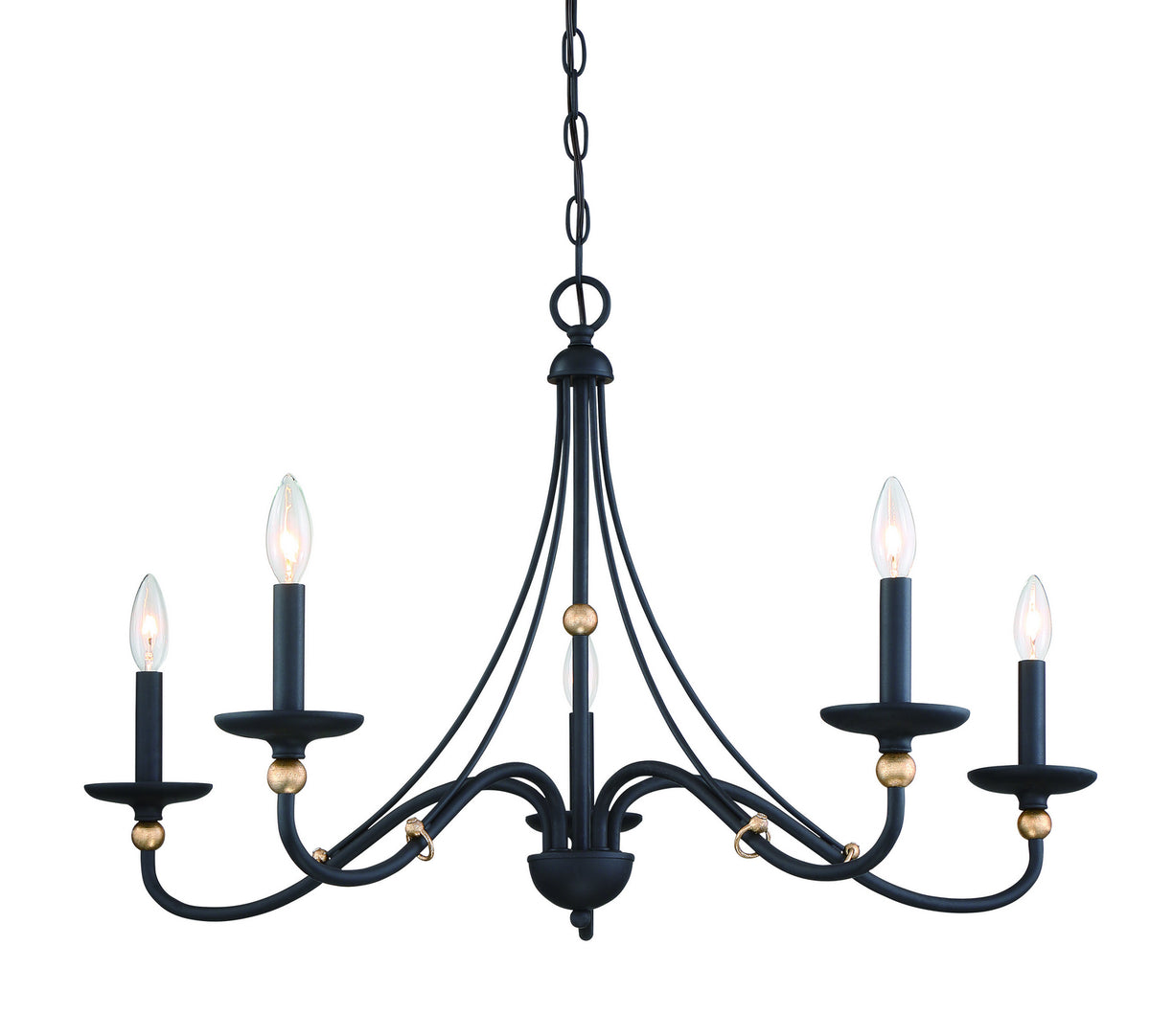 Westchester County Five Light Chandelier in Sand Coal w/Skyline Gold Leaf