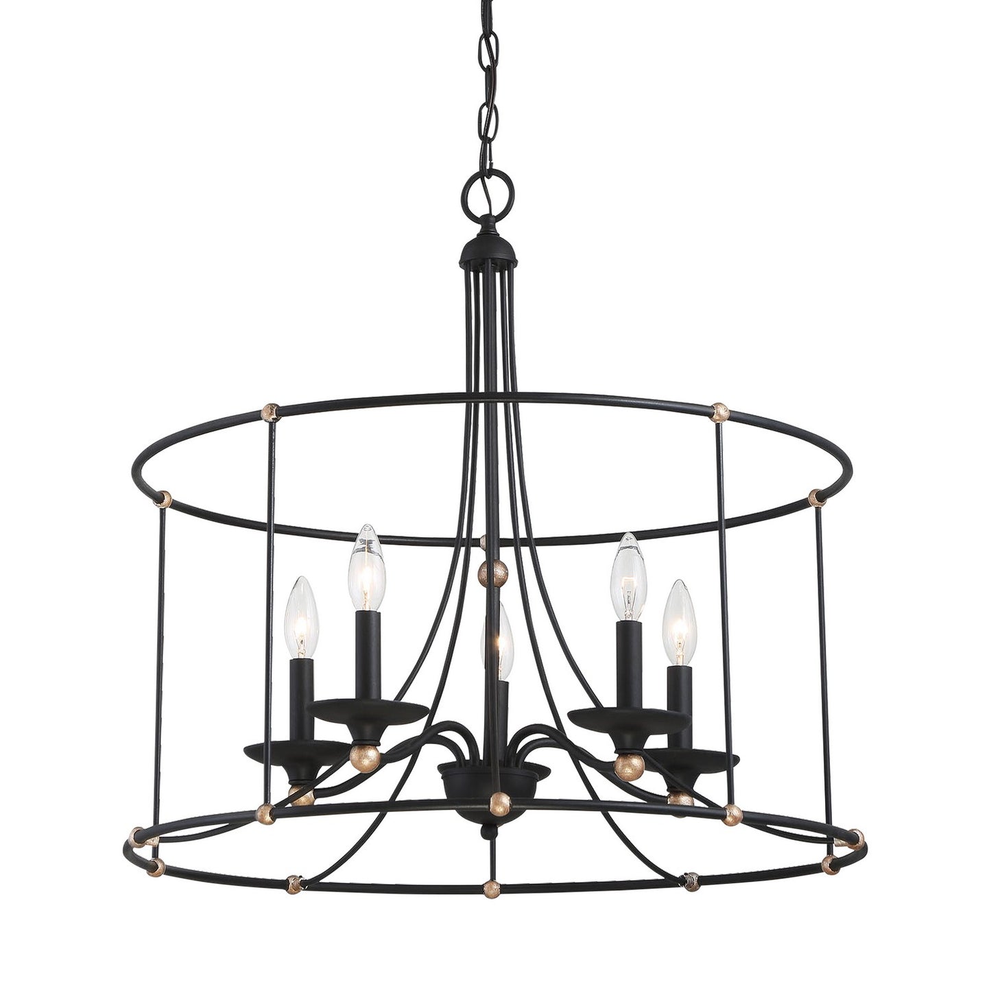 Westchester County Five Light Chandelier in Sand Coal w/Skyline Gold Leaf