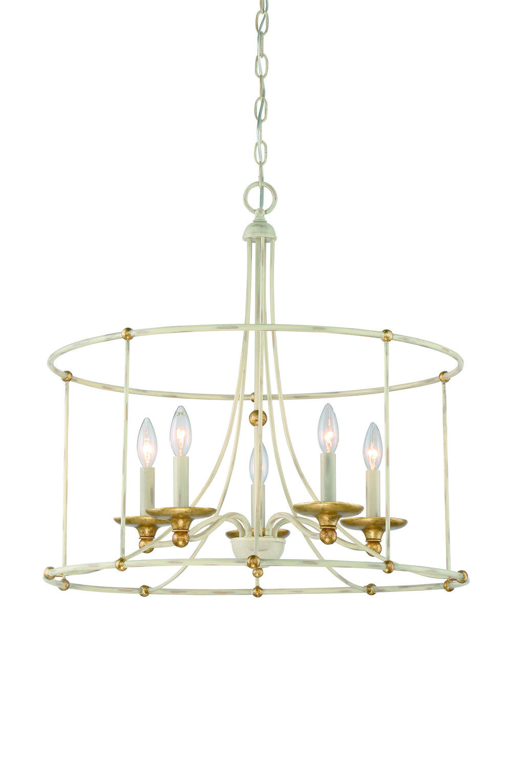 Westchester County Five Light Chandelier in Farmhouse White w/Gilded Gold Leaf