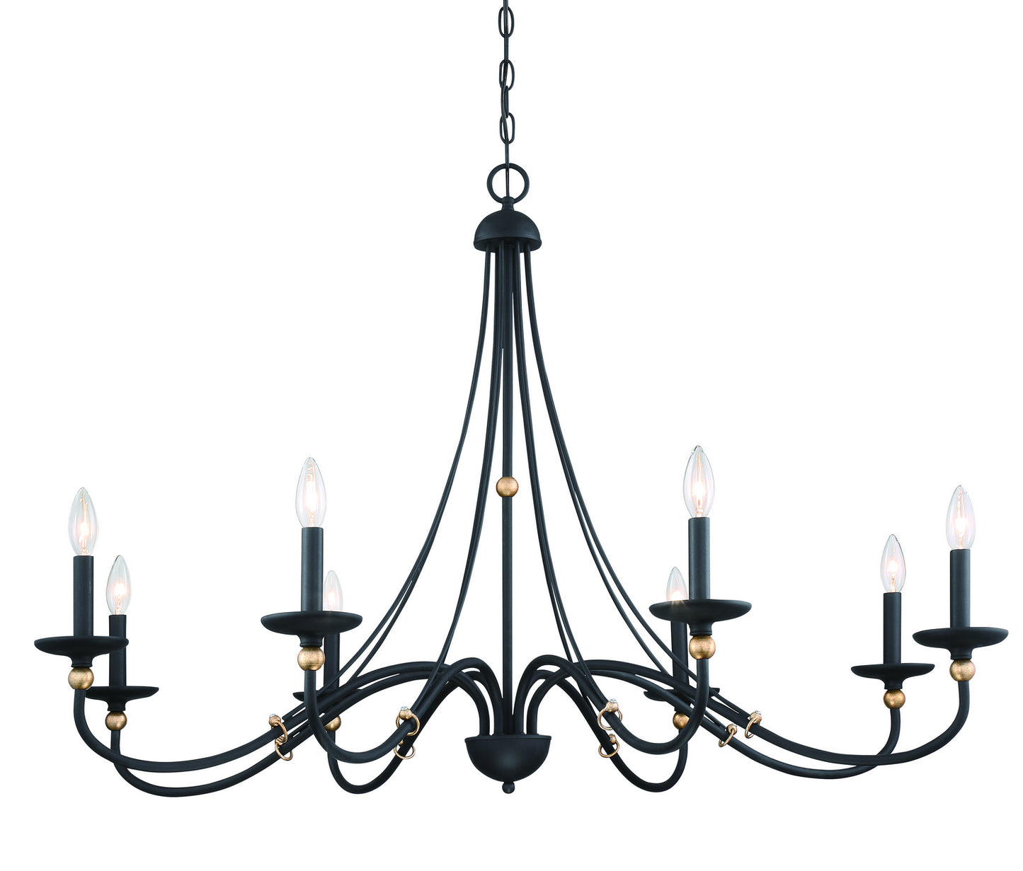 Westchester County Eight Light Chandelier in Sand Coal w/Skyline Gold Leaf