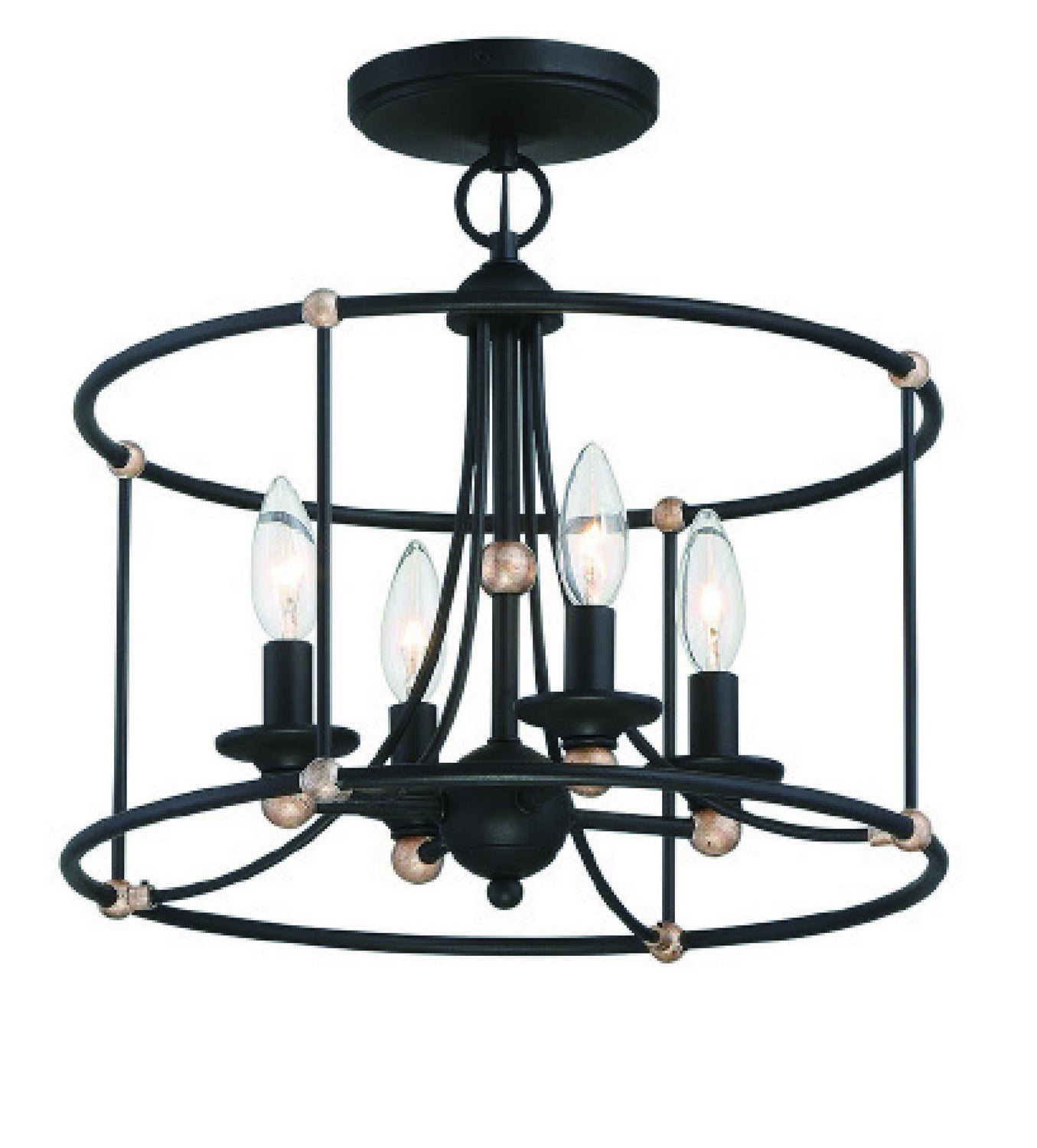 Westchester County Four Light Semi Flush Mount in Sand Coal w/Skyline Gold Leaf