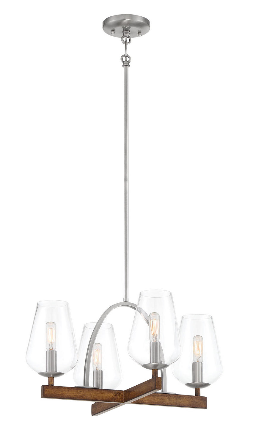 Birnamwood Four Light Convetible Chandelier / Semi Flush in Koa Wood w/Pewter