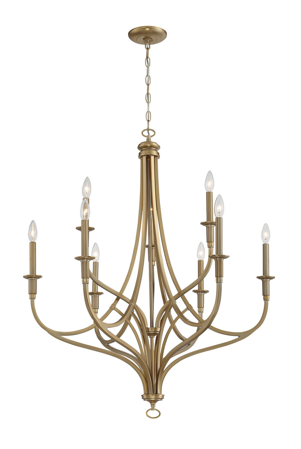 Covent Park Nine Light Chandelier in Brushed Honey Gold
