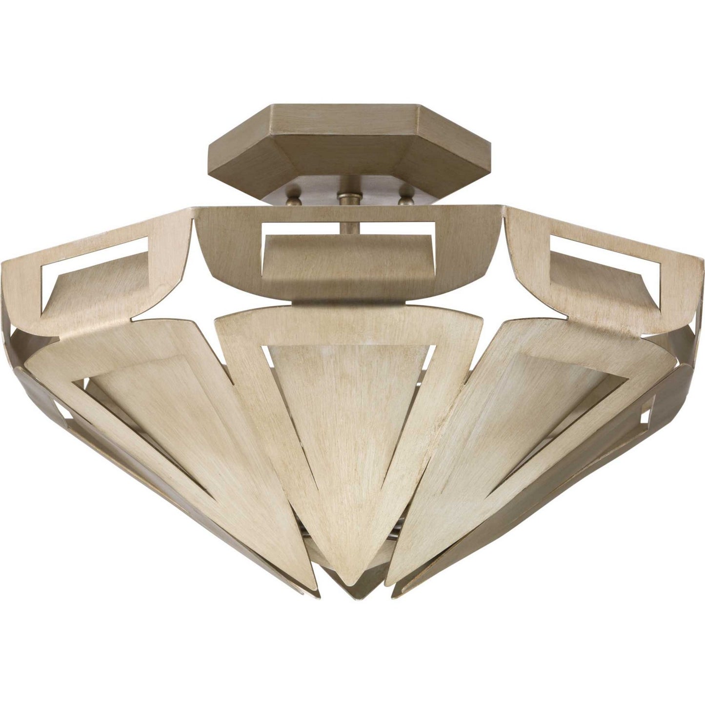 Progress Lighting - P350140-134 - Three Light Semi Flush Mount - Point Dume-Yerba - Silver Ridge