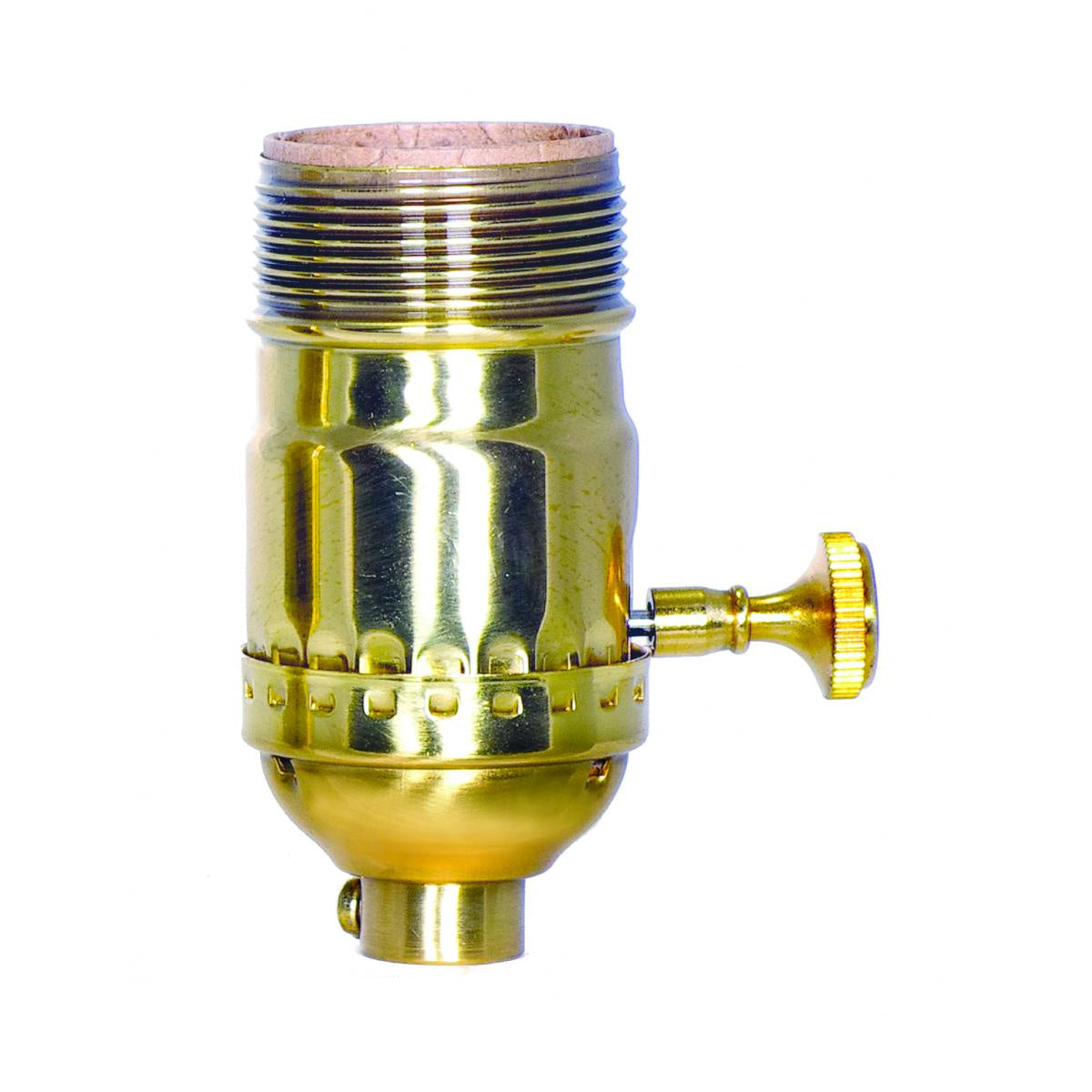 On-Off Turn Knob Socket With Removable Knob in Polished Brass