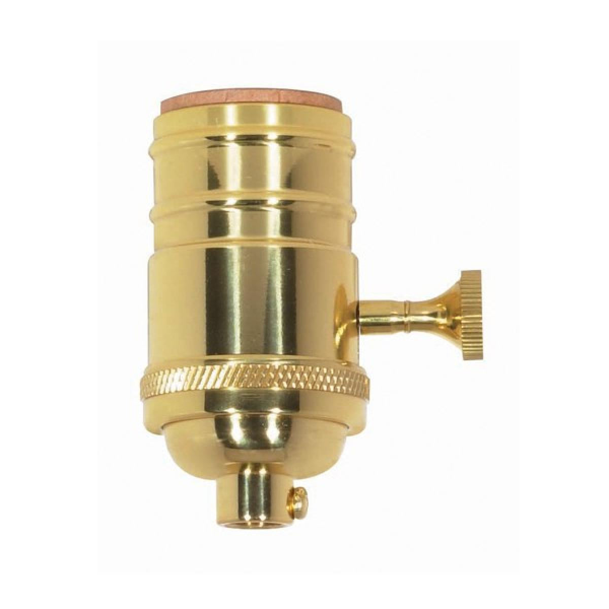 On-Off Turn Knob Socket in Polished Brass