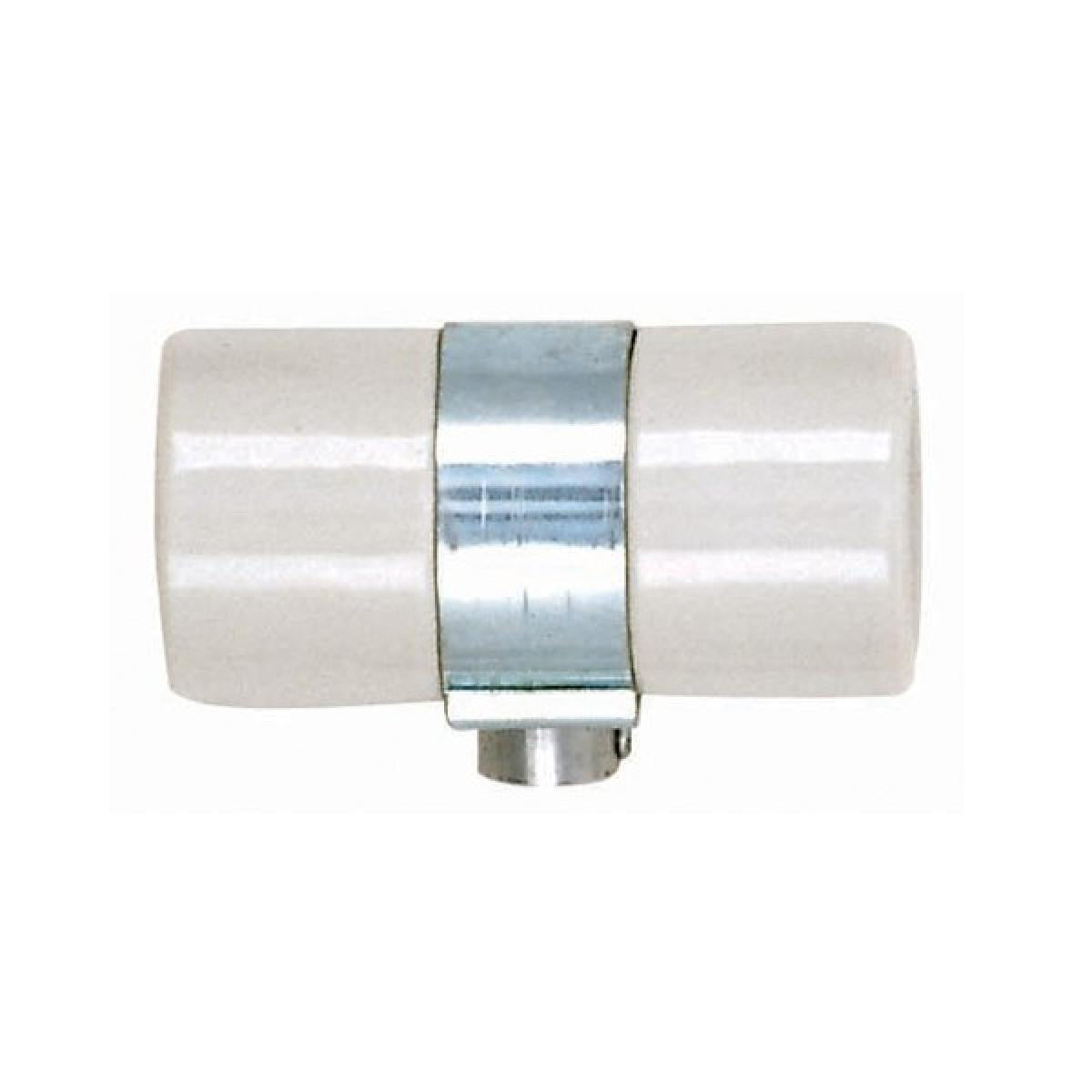 Twin Porcelain Socket With Flange Bushing Cap in Glazed White