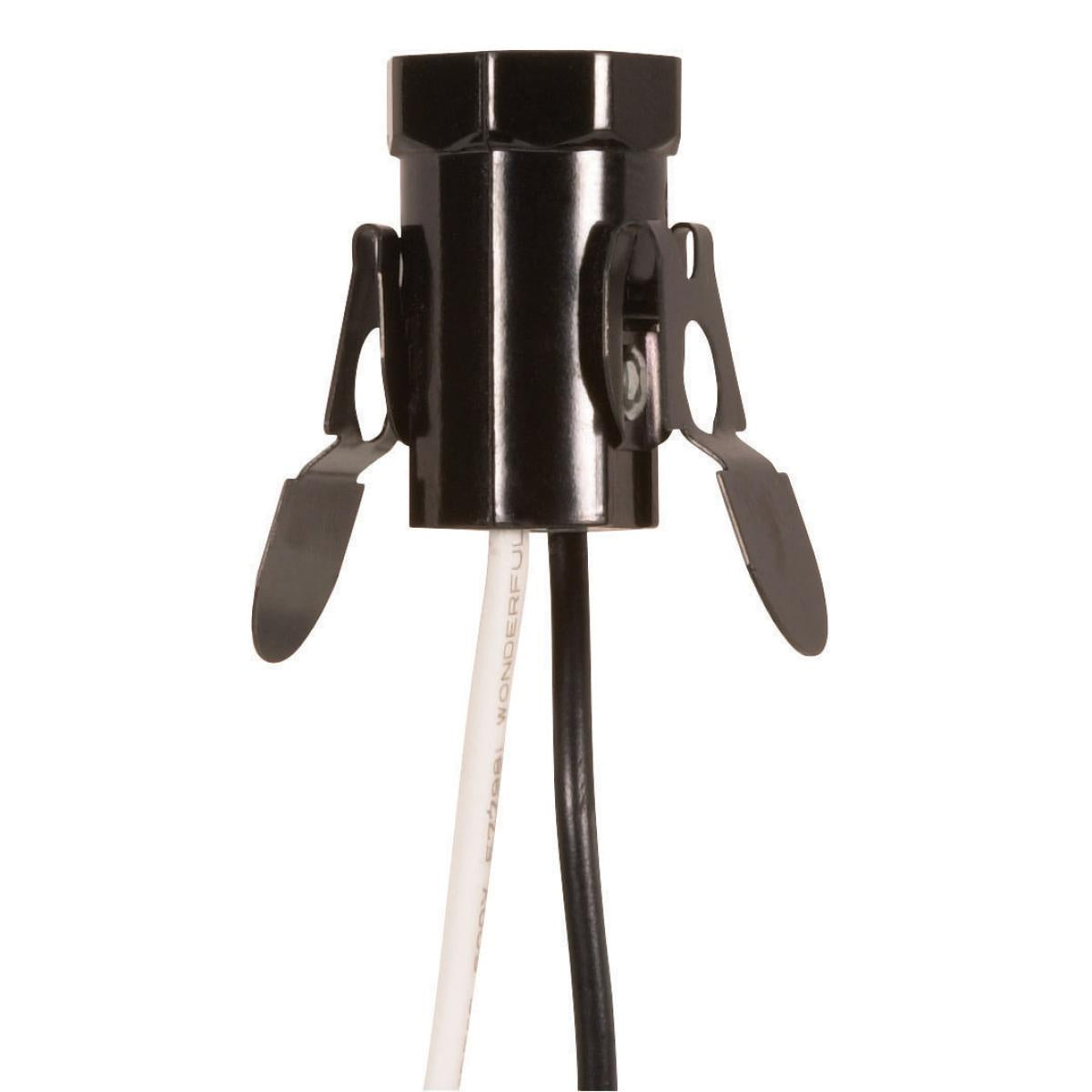 (4-Pack) Candelabra Base Phenolic Socket With Spring Clip in Black