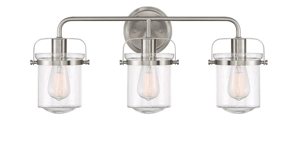 Jaxon Three Light Bath Bar Vanity in Brushed Nickel