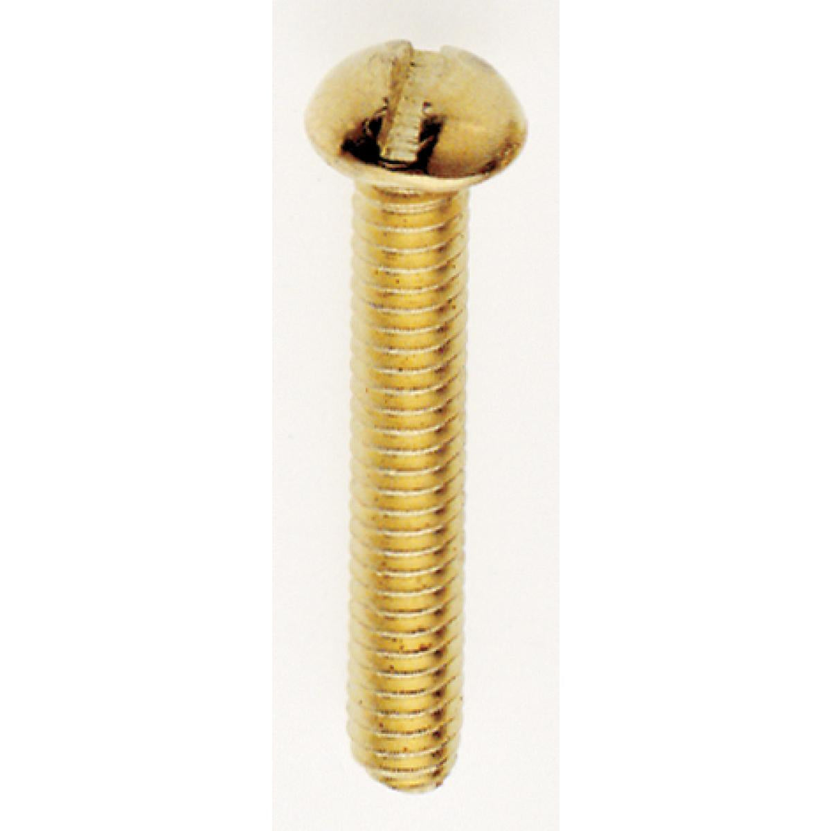 (4-Pack) Round Head Slotted Machine Screw in Brass Plated