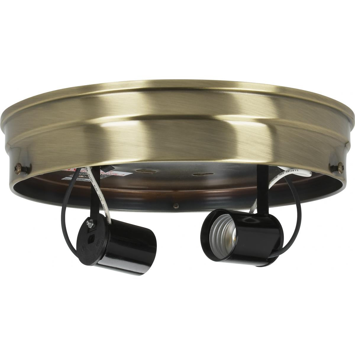 Two Light Ceiling Pan in Antique Brass