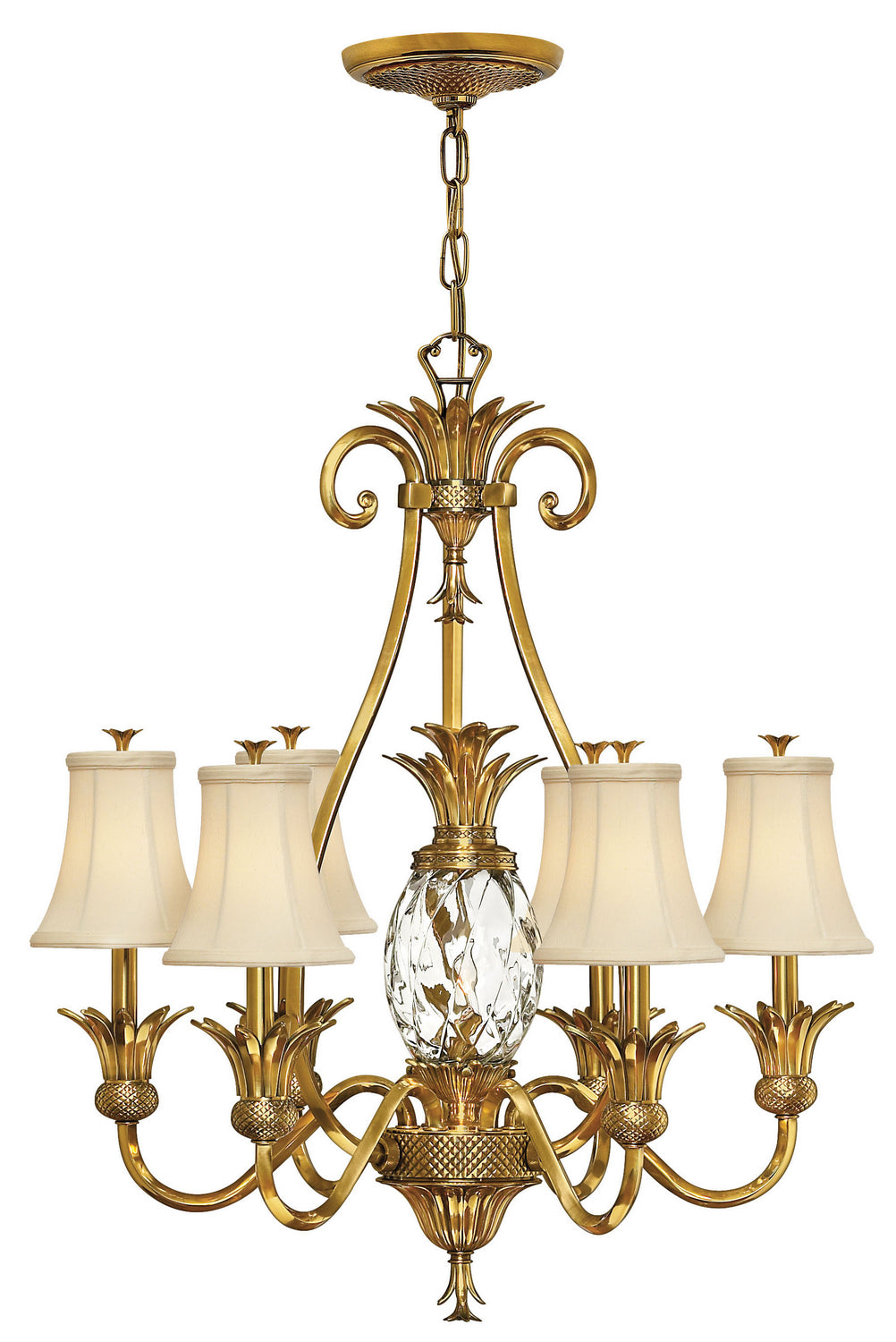 Plantation LED Chandelier in Burnished Brass
