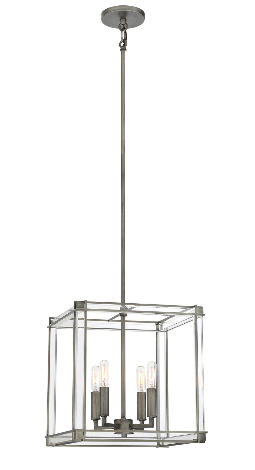Langen Square Four Light Pendant in Antique Nickel