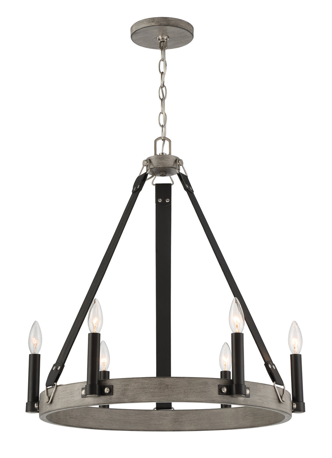 Rawson Ridge Six Light Chandelier in Aged Silverwood And Coal