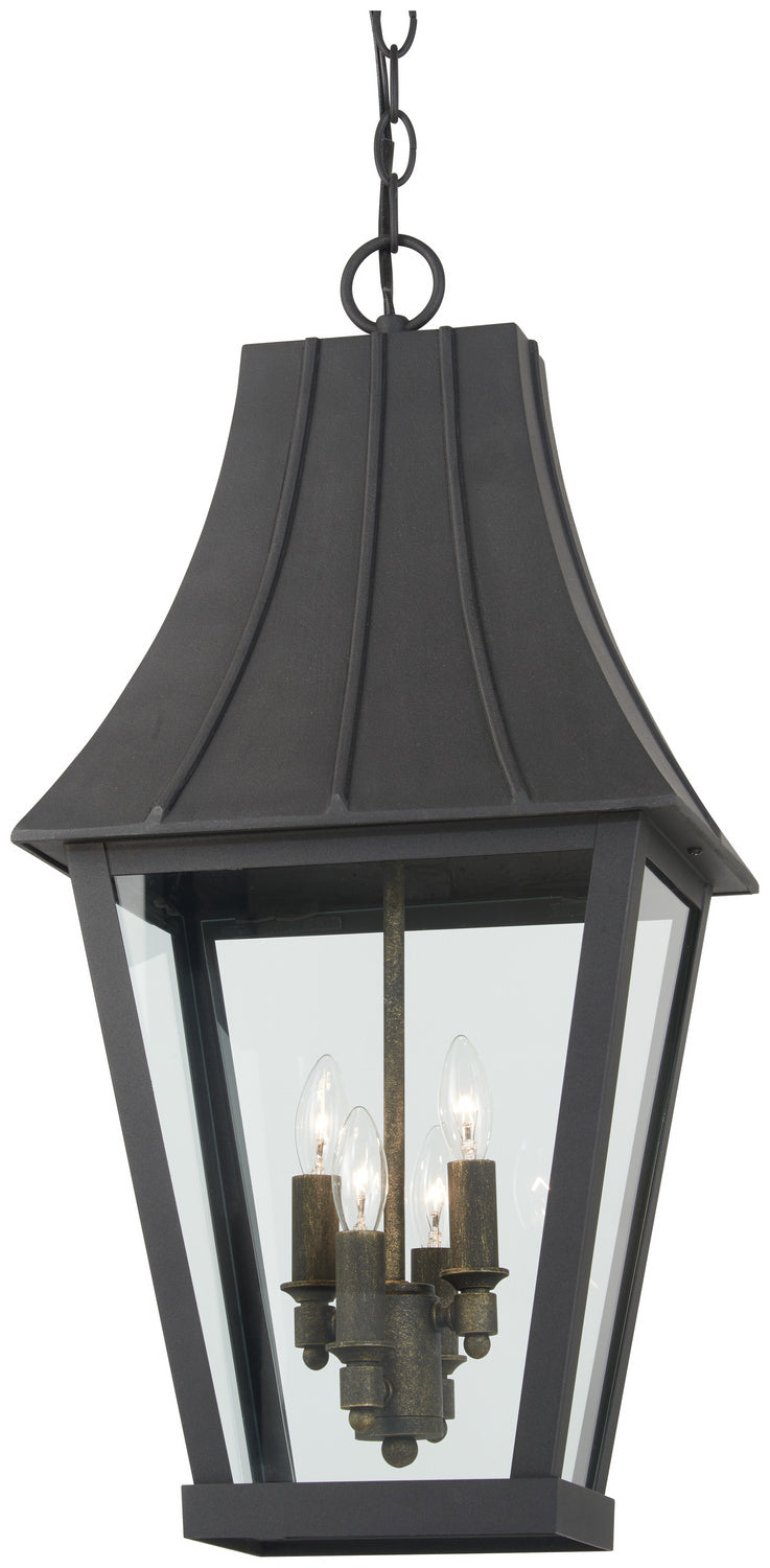 Chateau Grande Four Light Outdoor Hanging Lantern in Sand Coal w/Gold