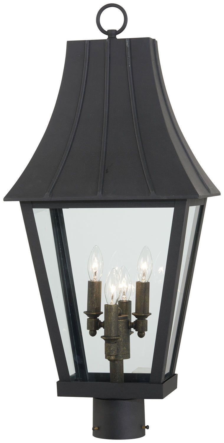 Chateau Grande Four Light Outdoor Post Mount in Sand Coal w/Gold