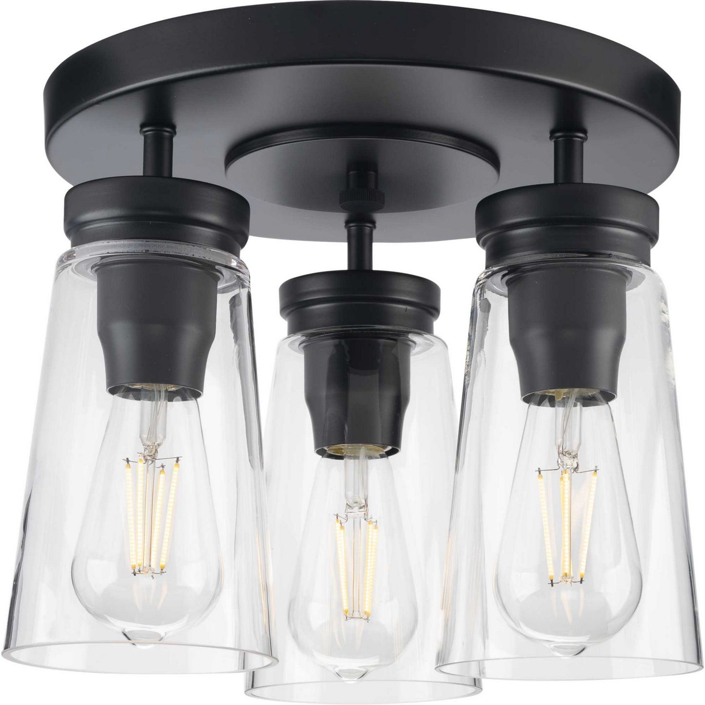 Stockbrace Three Light Flush Mount in Matte Black
