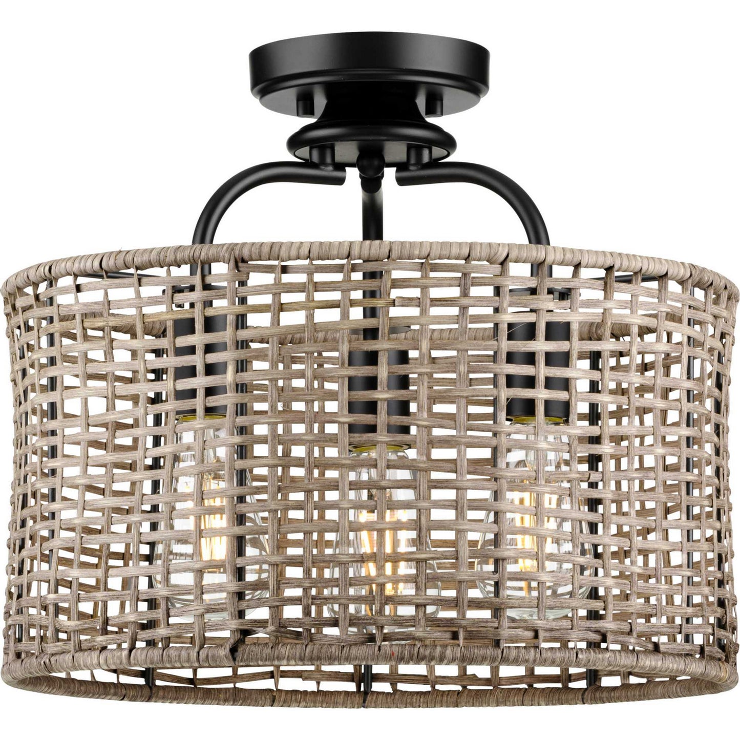 Lavelle Three Light Semi-Flush Conv in Matte Black