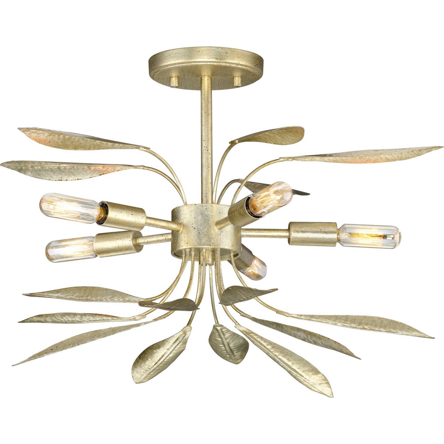 Mariposa Five Light Semi-Flush Conv in Gilded Silver