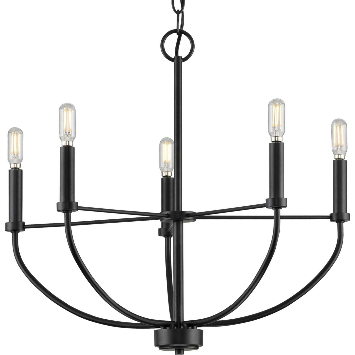 Leyden Five Light Chandelier in Matte Black