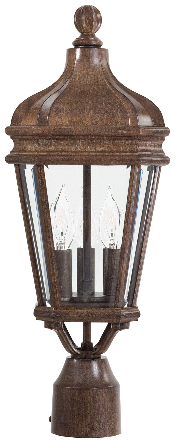 Harrison Three Light Post Mount in Vintage Rust