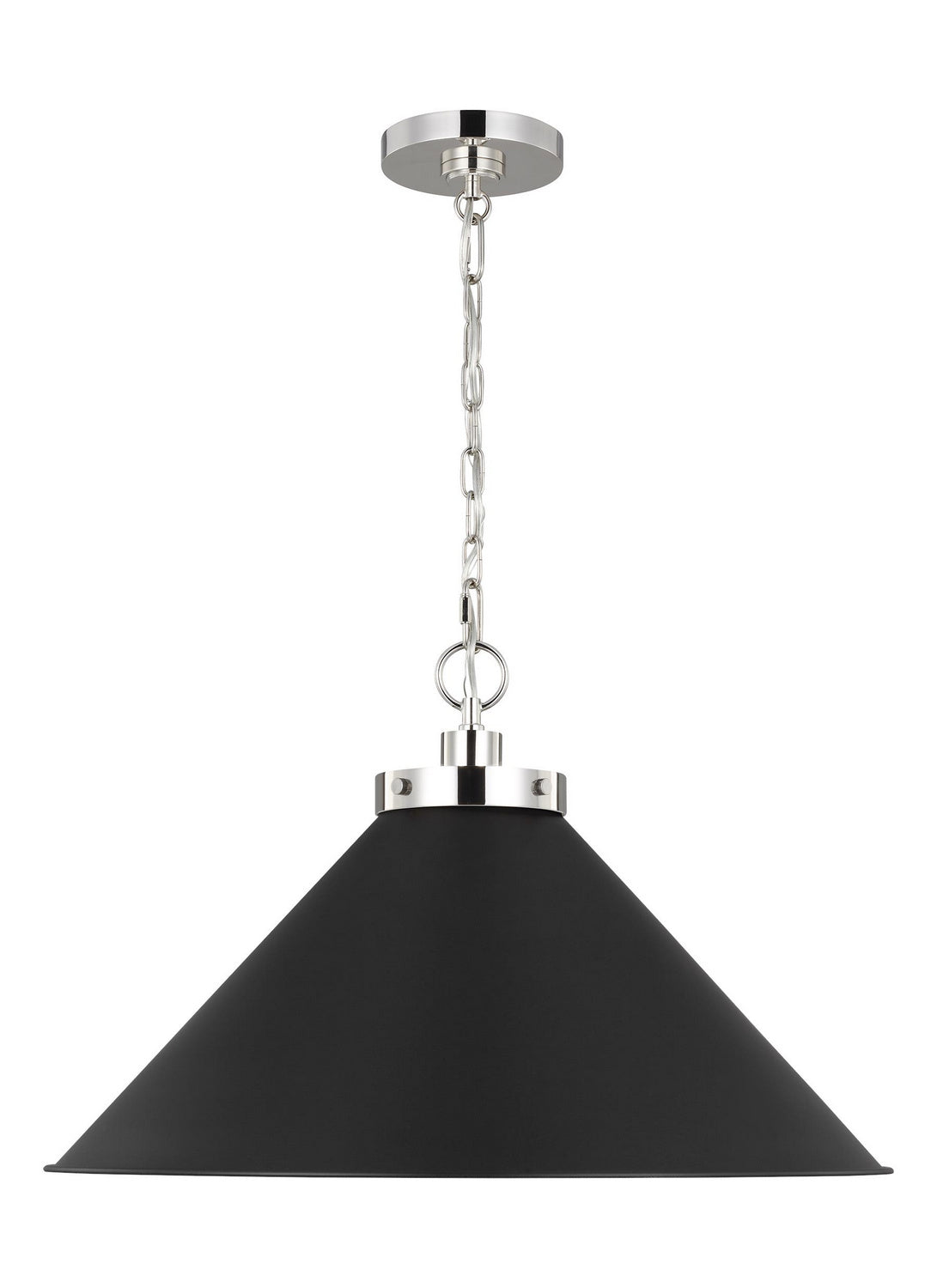 Wellfleet One Light Pendant in Midnight Black and Polished Nickel