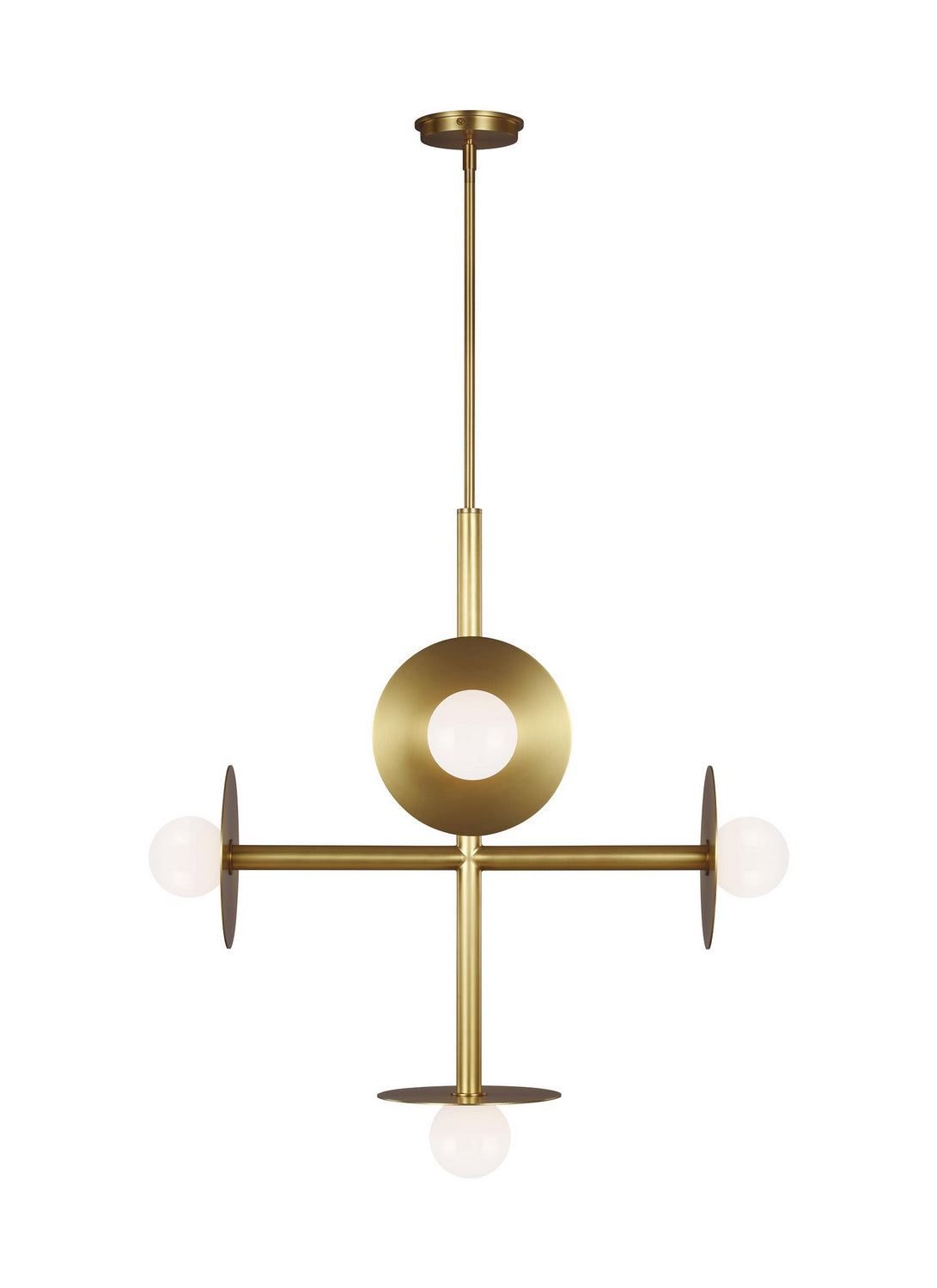 Nodes Five Light Chandelier in Burnished Brass