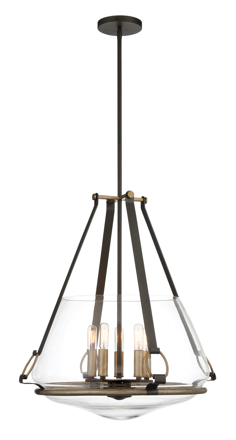 Eden Valley Five Light Pendant/Semi Flush Mount in Smoked Iron w/Aged Gold