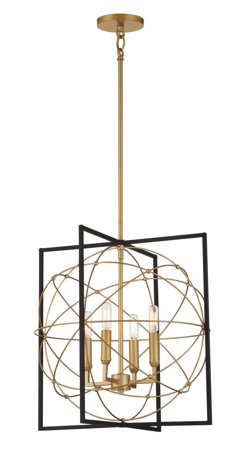 Titans Trace Four Light Pendant in Sand Coal w/Painted Honey Gold