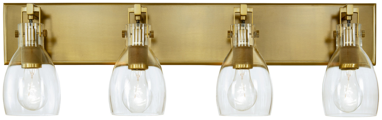 Tiberia Four Light Bath Bar in Soft Brass