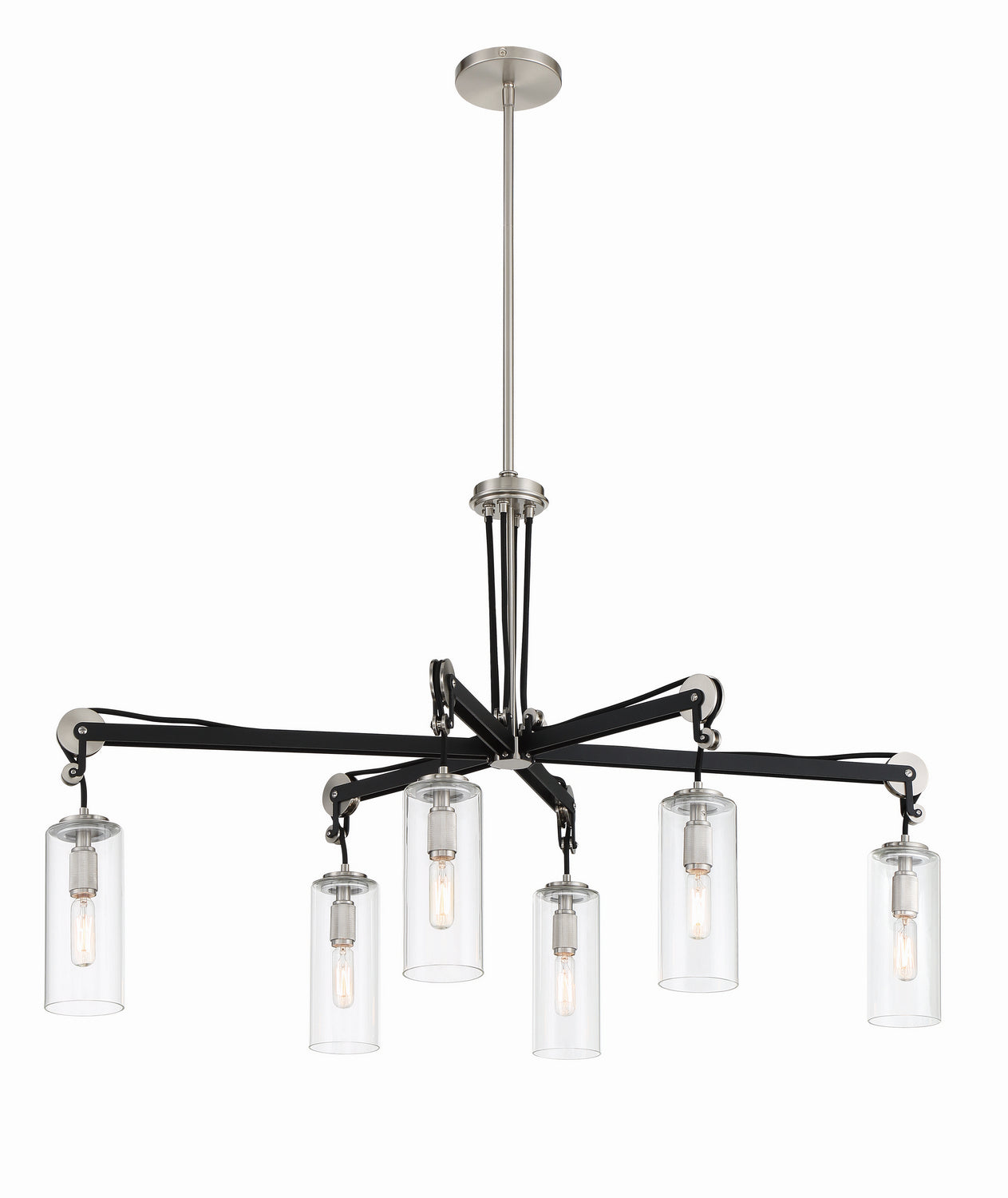 Pullman Junction Six Light Island Pendant in Coal w/Brushed Nickel