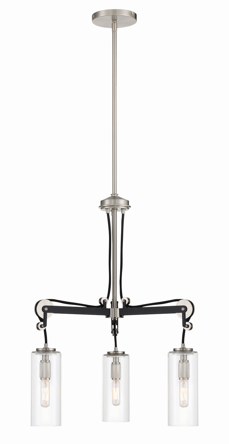 Pullman Junction Three Light Chandelier in Coal w/Brushed Nickel