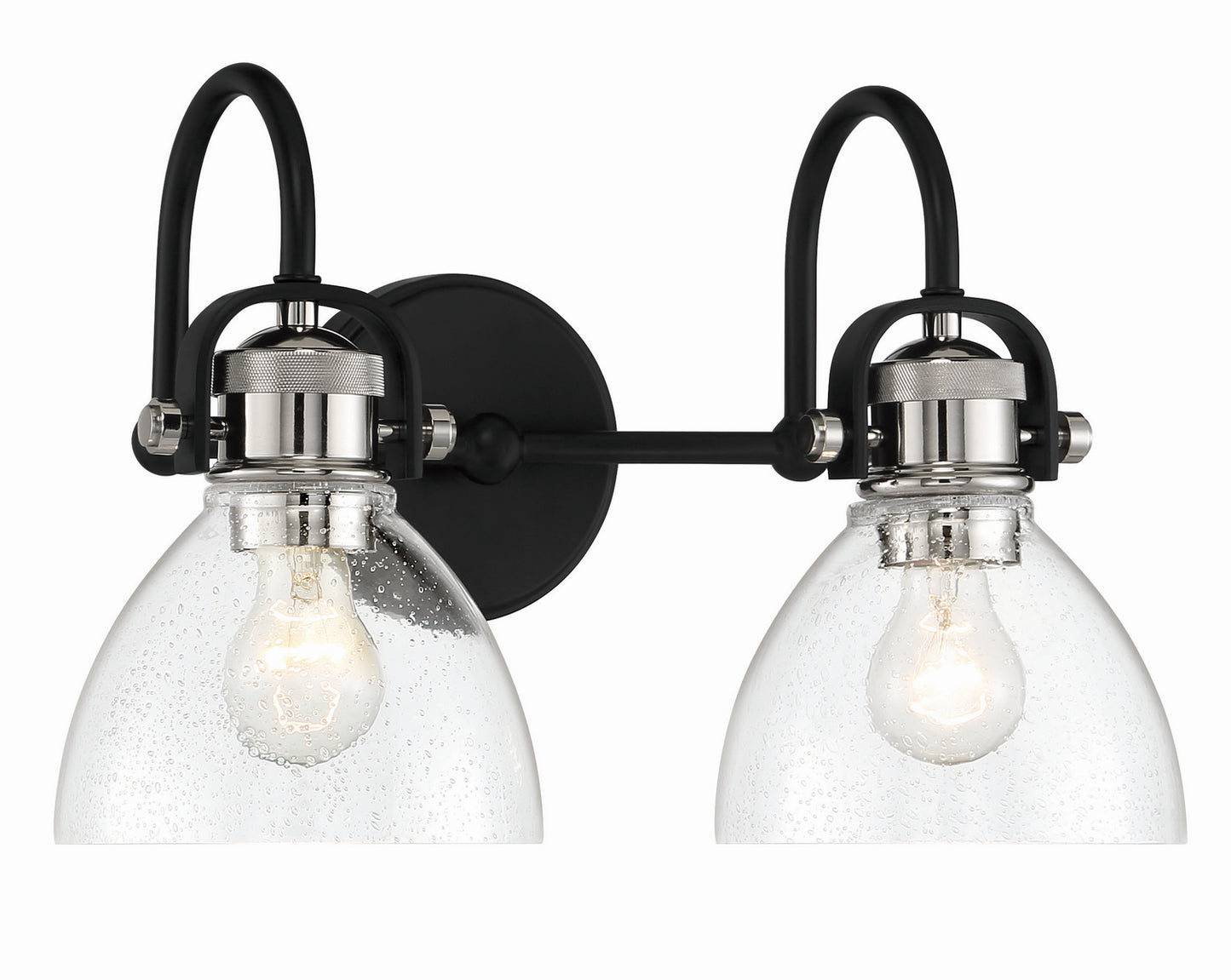 Monico Two Light Bath in Coal And Polished Nickel